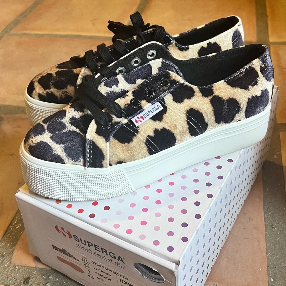 Leopard velvet platform Supergas
